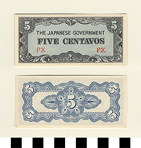 Thumbnail of Japanese Government-Issued Philippine Occupation Fiat Bank Note: 5 Centavos (1992.23.1615L)