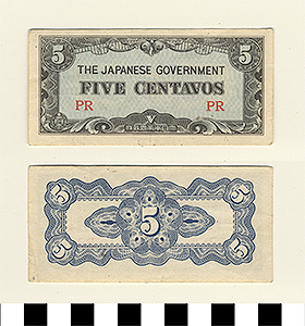 Thumbnail of Japanese Government-Issued Philippine Occupation Fiat Bank Note: 5 Centavos (1992.23.1615N)