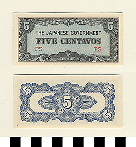 Thumbnail of Japanese Government-Issued Philippine Occupation Fiat Bank Note: 5 Centavos (1992.23.1615R)