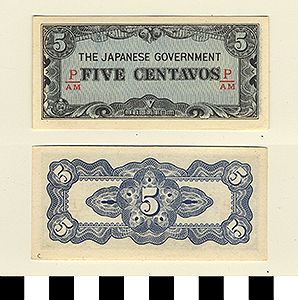 Thumbnail of Japanese Government-Issued Philippine Occupation Fiat Bank Note: 5 Centavos (1992.23.1617C)