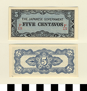 Thumbnail of Japanese Government-Issued Philippine Occupation Fiat Bank Note: 5 Centavos (1992.23.1617D)