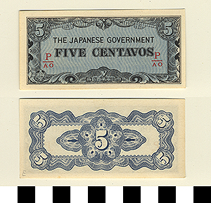 Thumbnail of Japanese Government-Issued Philippine Occupation Fiat Bank Note: 5 Centavos (1992.23.1617E)