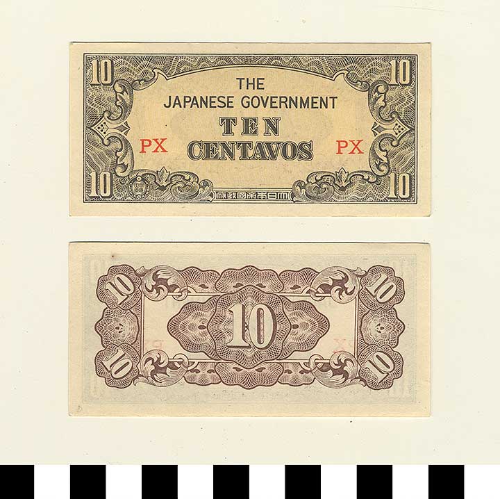 Thumbnail of Japanese Government-Issued Philippine Occupation Fiat Bank Note: 10 Centavos (1992.23.1618D)
