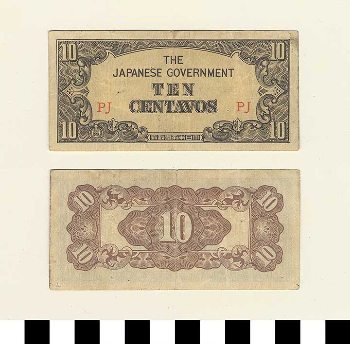 Thumbnail of Japanese Government-Issued Philippine Occupation Fiat Bank Note: 10 Centavos (1992.23.1618L)
