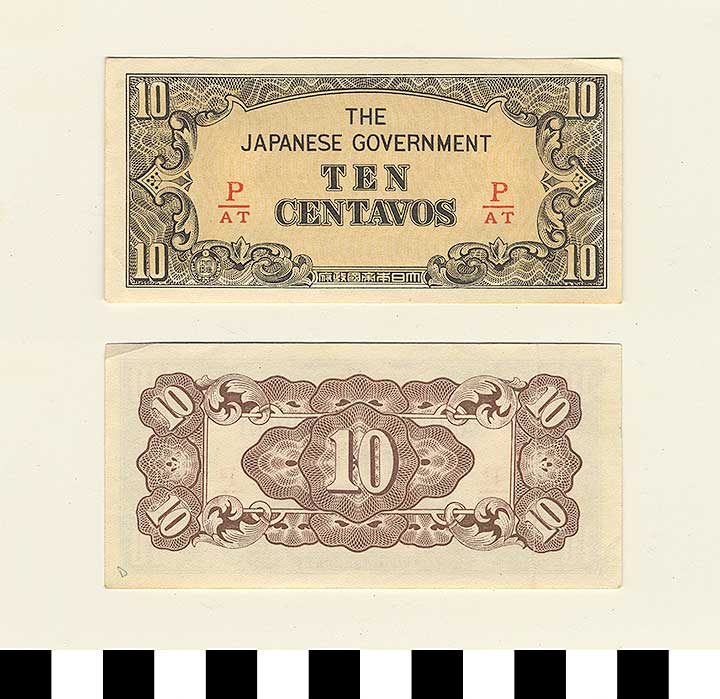 Thumbnail of Japanese Government-Issued Philippine Occupation Fiat Bank Note: 10 Centavos (1992.23.1619D)