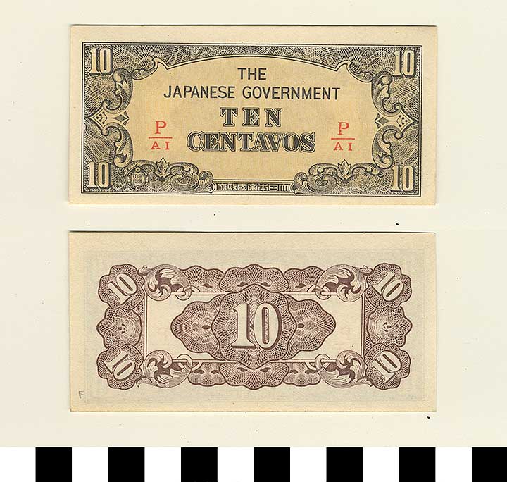 Thumbnail of Japanese Government-Issued Philippine Occupation Fiat Bank Note: 10 Centavos (1992.23.1619F)