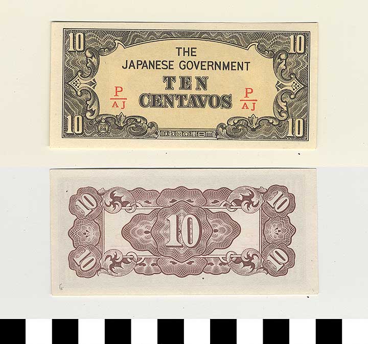 Thumbnail of Japanese Government-Issued Philippine Occupation Fiat Bank Note: 10 Centavos (1992.23.1619G)