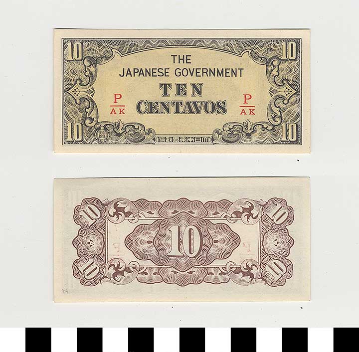 Thumbnail of Japanese Government-Issued Philippine Occupation Fiat Bank Note: 10 Centavos (1992.23.1619H)