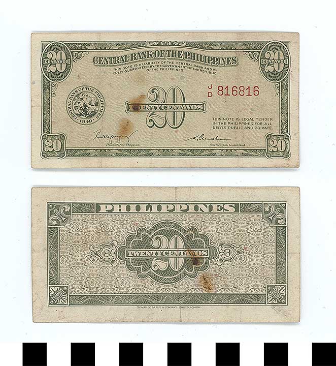 Thumbnail of Republic of the Philippines Bank Note: 20 Centavos (1992.23.1641)