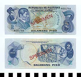 Thumbnail of Republic of the Philippines Bank Note: 2 Pisos (1992.23.1655A)
