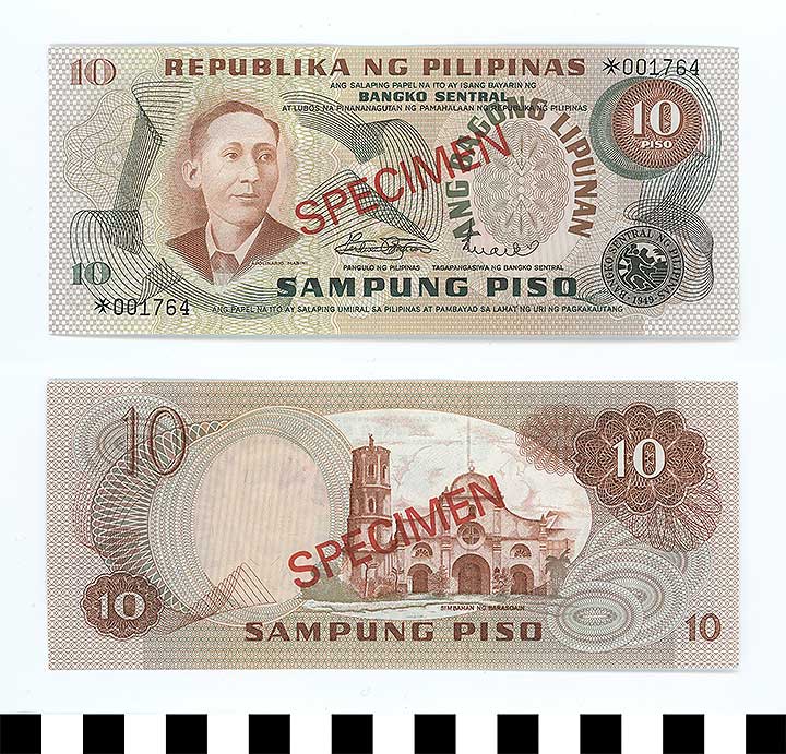 Thumbnail of Republic of the Philippines Bank Note: 10 Pisos (1992.23.1655C)