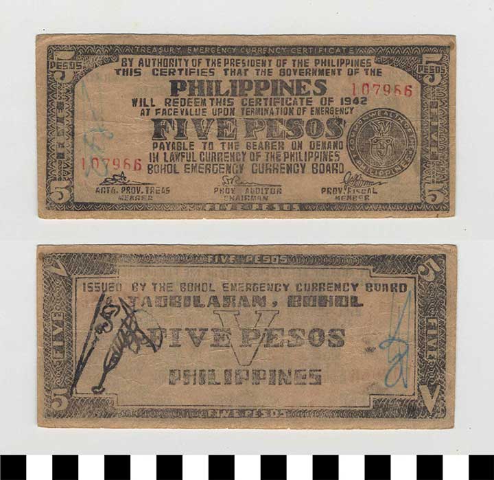 Thumbnail of Philippine Commonwealth Government Bohol Emergency Circulating Bank Note: 5 Pesos (1992.23.1679)