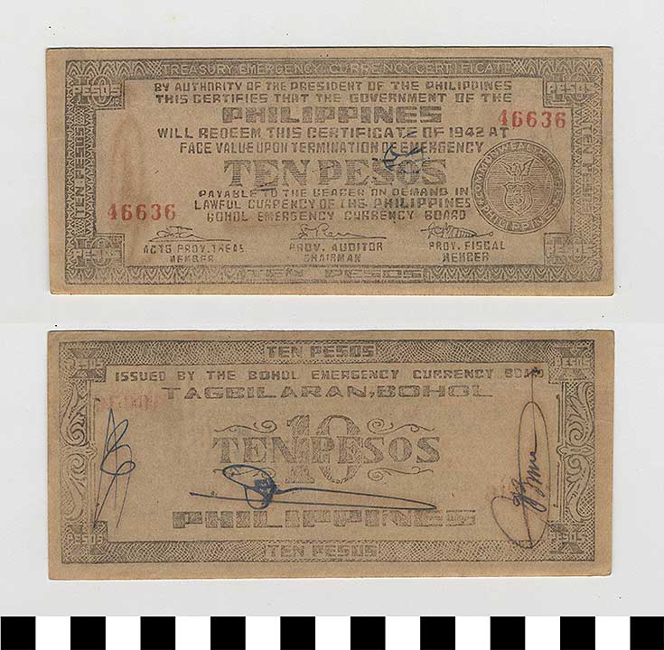 Thumbnail of Philippine Commonwealth Government Bohol Emergency Circulating Bank Note: 10 Pesos (1992.23.1682)