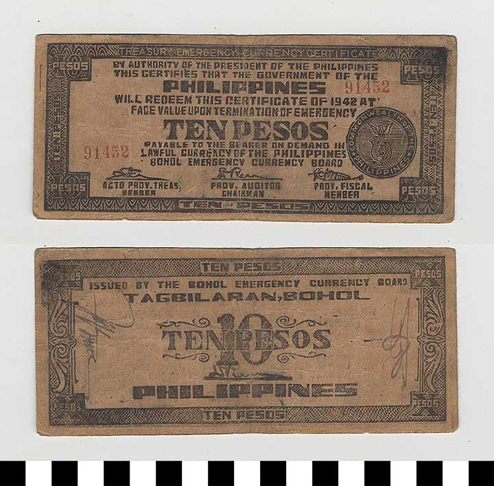 Thumbnail of Philippine Commonwealth Government Bohol Emergency Circulating Bank Note: 10 Pesos (1992.23.1683)