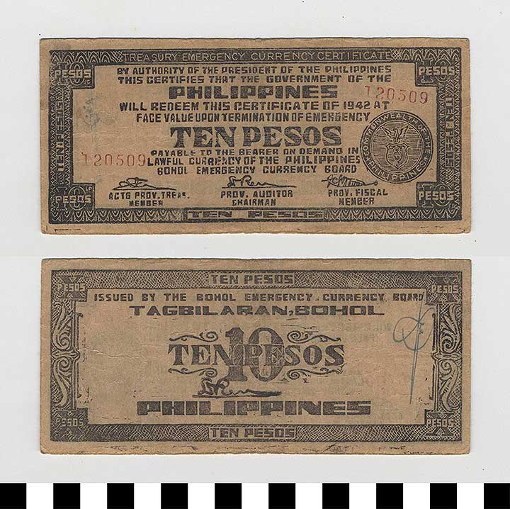 Thumbnail of Philippine Commonwealth Government Bohol Emergency Circulating Bank Note: 10 Pesos (1992.23.1684)