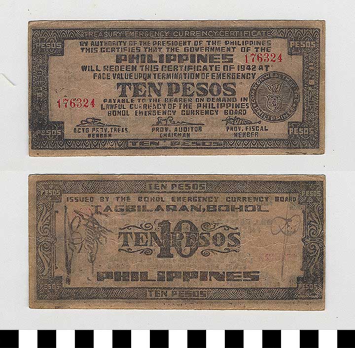 Thumbnail of Philippine Commonwealth Government Bohol Emergency Circulating Bank Note: 10 Pesos (1992.23.1685)