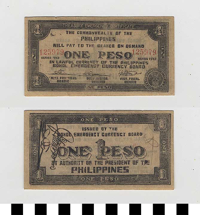 Thumbnail of Philippine Commonwealth Government Bohol Emergency Circulating Bank Note: 1 Peso (1992.23.1687)