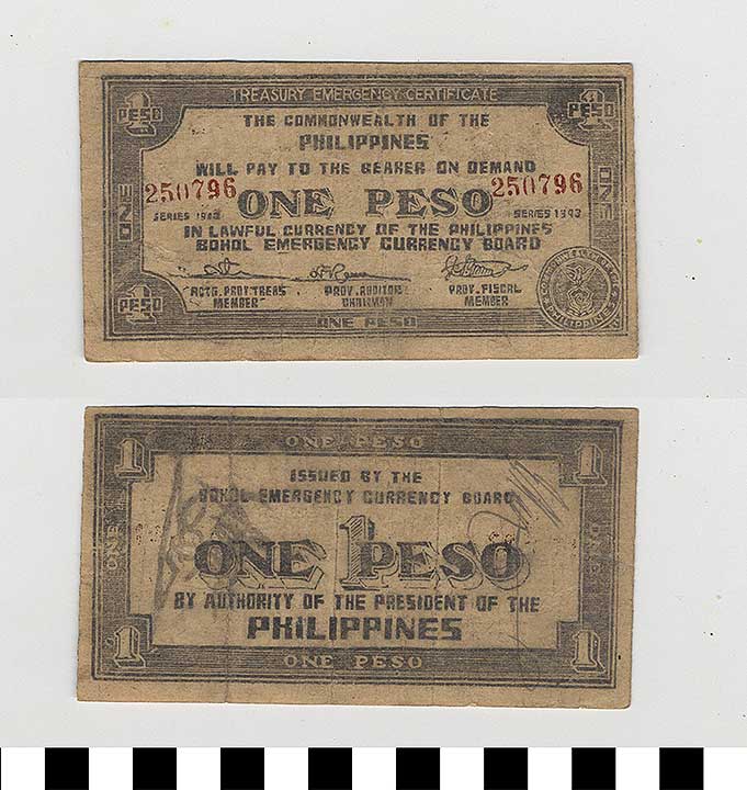 Thumbnail of Philippine Commonwealth Government Bohol Emergency Circulating Bank Note: 1 Peso (1992.23.1688)
