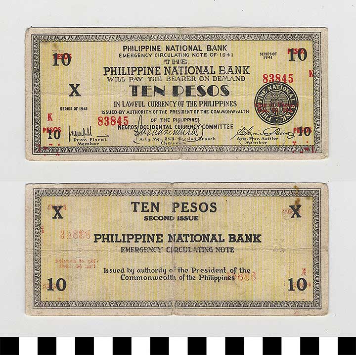 Thumbnail of Philippine Commonwealth Government Negros Occidental Emergency Circulating Bank Note: 10 Pesos (1992.23.1697)