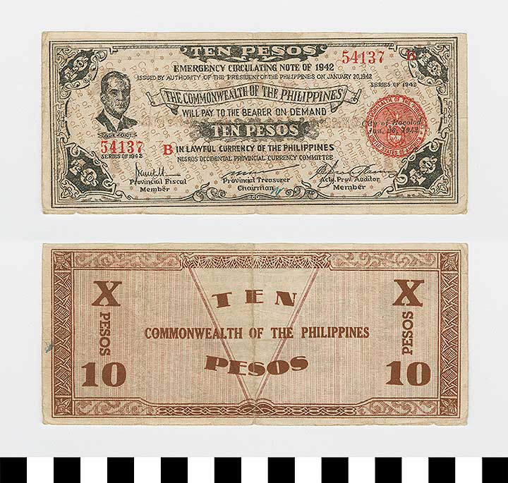Thumbnail of Philippine Commonwealth Government Negros Occidental Emergency Circulating Bank Note: 10 Pesos (1992.23.1708)
