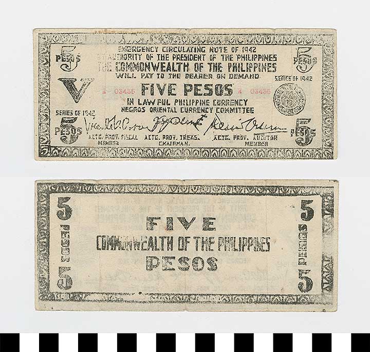 Thumbnail of Philippine Commonwealth Government Negros Occidental Emergency Circulating Bank Note: 5 Pesos (1992.23.1710)