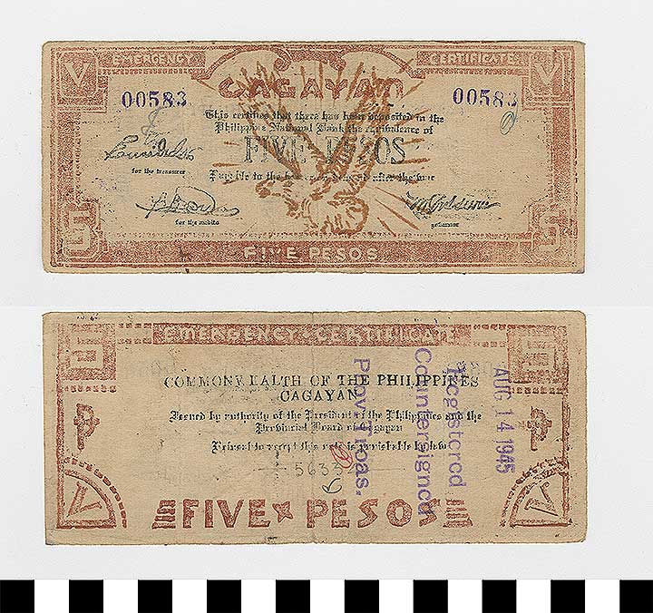 Thumbnail of Philippine Commonwealth Government Province of Cagayan Emergency Circulating Bank Note: 5 Pesos (1992.23.1717)