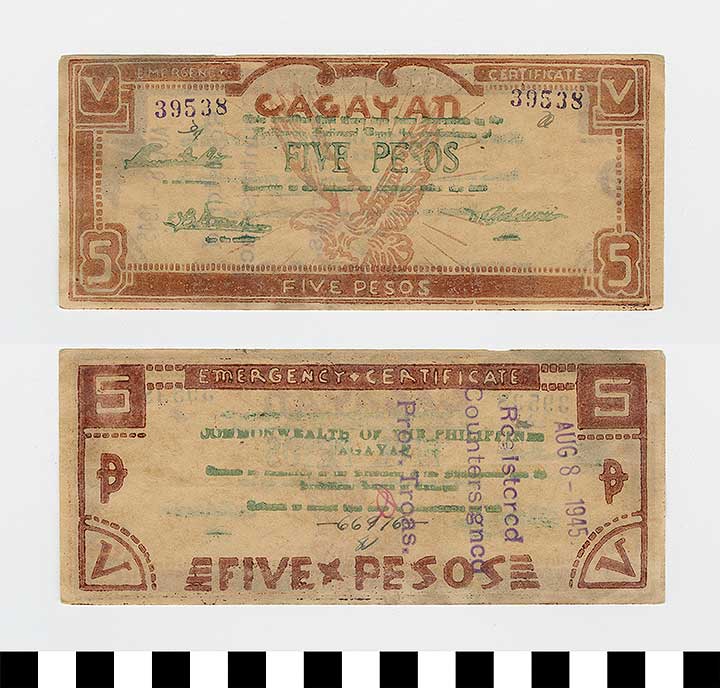 Thumbnail of Philippine Commonwealth Government Province of Cagayan Emergency Circulating Bank Note: 5 Pesos (1992.23.1719)