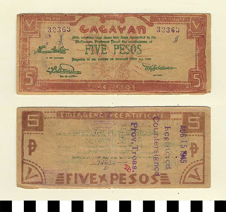 Thumbnail of Philippine Commonwealth Government Province of Cagayan Emergency Circulating Bank Note: 5 Pesos (1992.23.1721)
