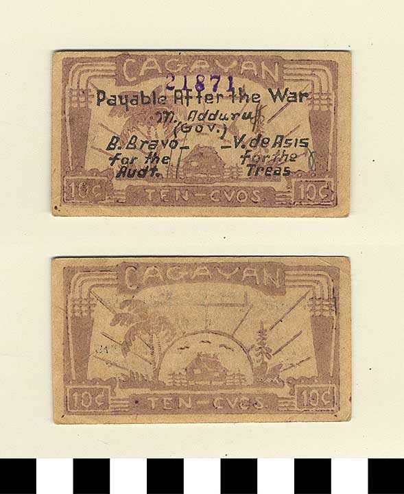 Thumbnail of Philippine Commonwealth Government Province of Cagayan Emergency Circulating Bank Note: 10 Centavos (1992.23.1730)