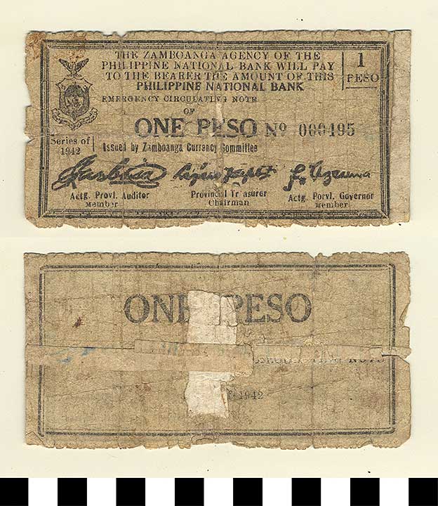 Thumbnail of Philippine Commonwealth Government Zamboanga Emergency Circulating Bank Note 1 Peso (1992.23.1738)