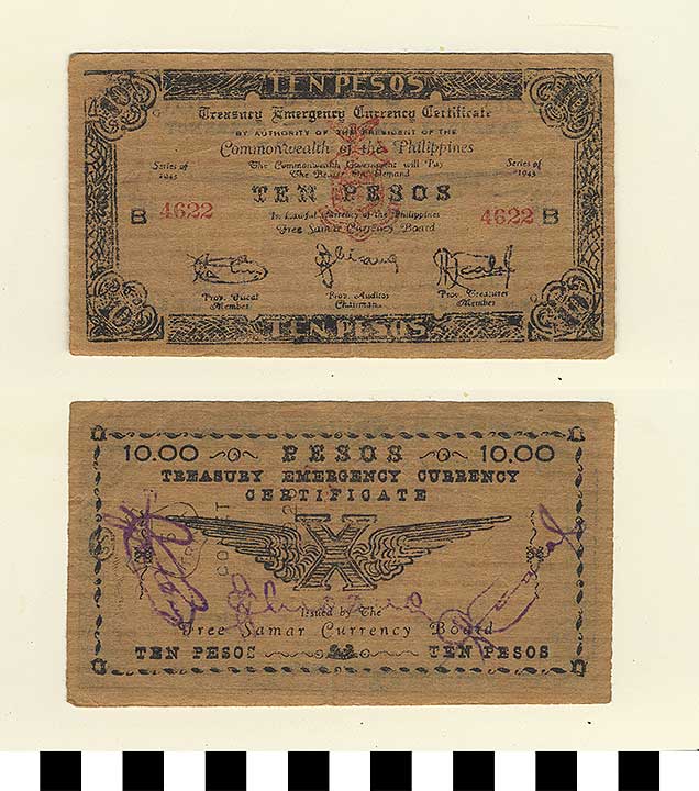 Thumbnail of Philippine Commonwealth Government Free Samar Emergency Circulating Bank Note: 10 Pesos (1992.23.1740)