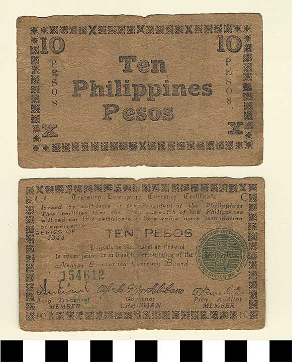 Thumbnail of Philippine Commonwealth Government Negros Emergency Circulating Bank Note: 10 Pesos (1992.23.1752)