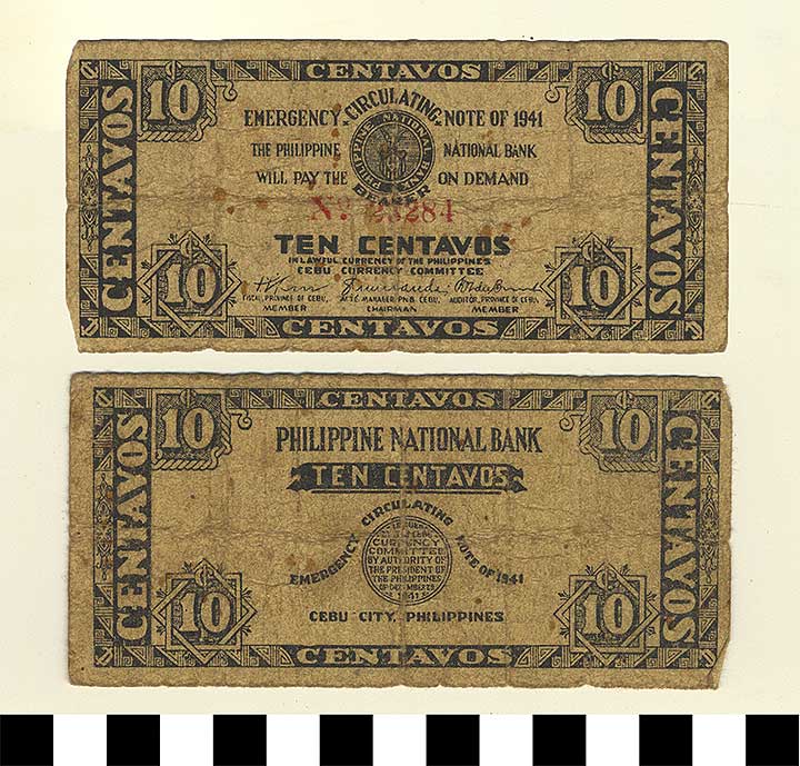 Thumbnail of Philippine Commonwealth Government Cebu Emergency Circulating Bank Note: 10 Centavos (1992.23.1766)