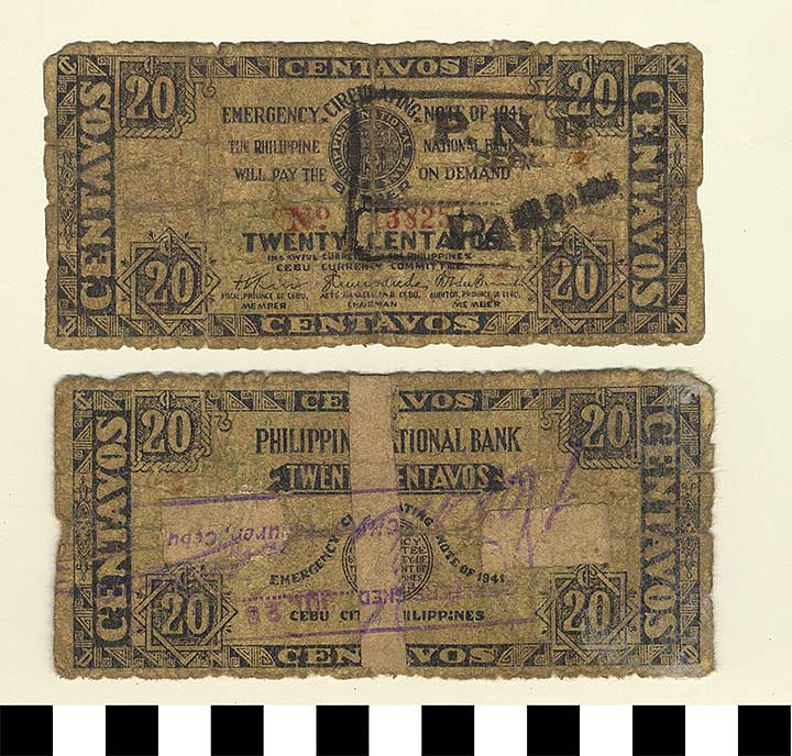 Thumbnail of Philippine Commonwealth Government Cebu Emergency Circulating Bank Note: 20 Centavos (1992.23.1768)