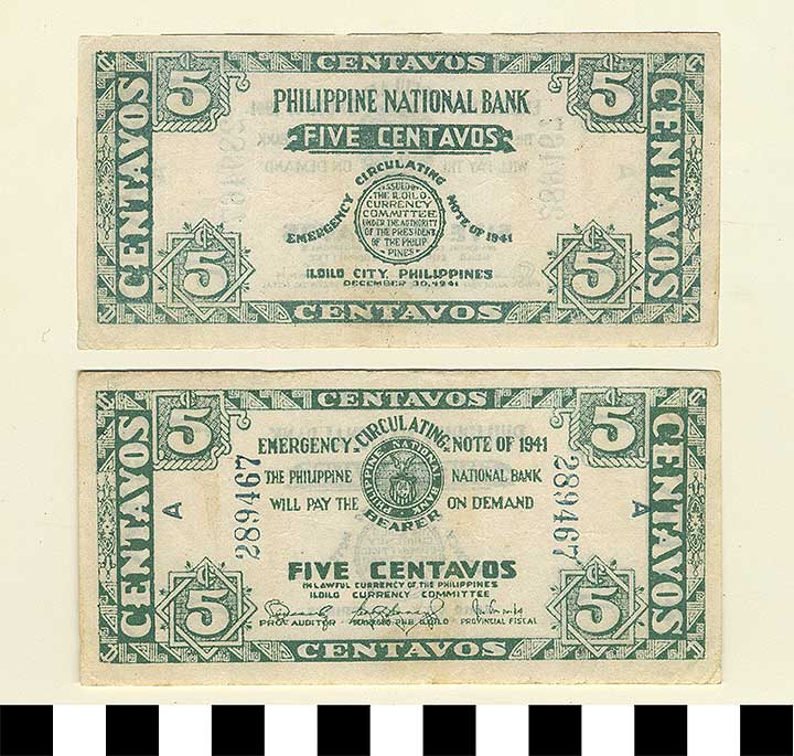 Thumbnail of Philippine Commonwealth Government Province of Iloilo Emergency Circulating Bank Note: 5 Centavos (1992.23.1778)