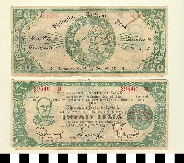 Thumbnail of Philippine Commonwealth Government Iloilo Emergency Circulating Bank Note: 20 Pesos (1992.23.1786)