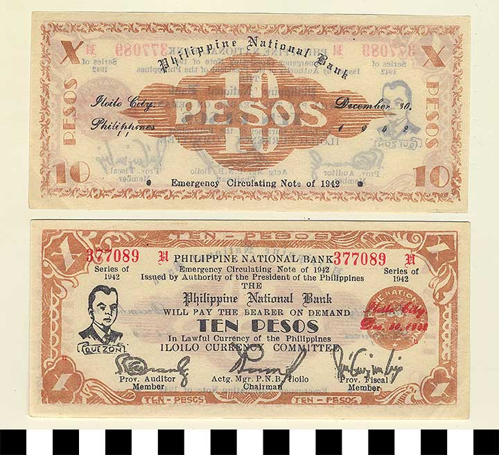 Thumbnail of Philippine Commonwealth Government Iloilo Emergency Circulating Bank Note: 10 Pesos (1992.23.1789)