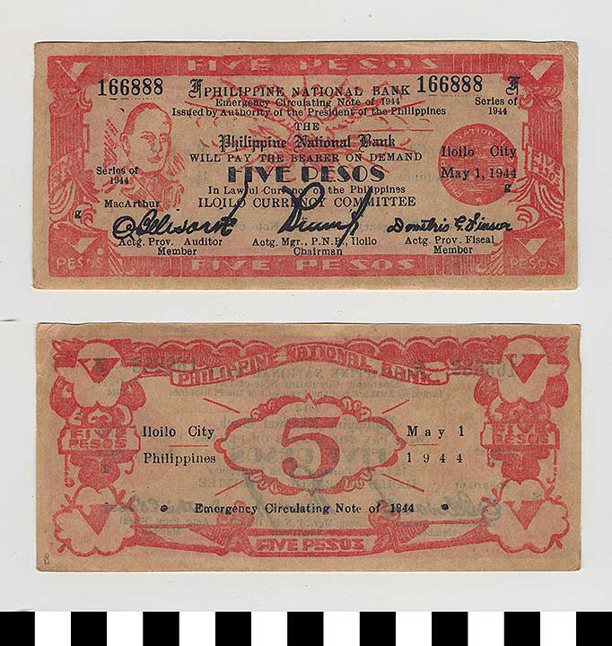 Thumbnail of Philippine Commonwealth Government Province of Iloilo Emergency Circulating Bank Note: 5 Pesos (1992.23.1803B)