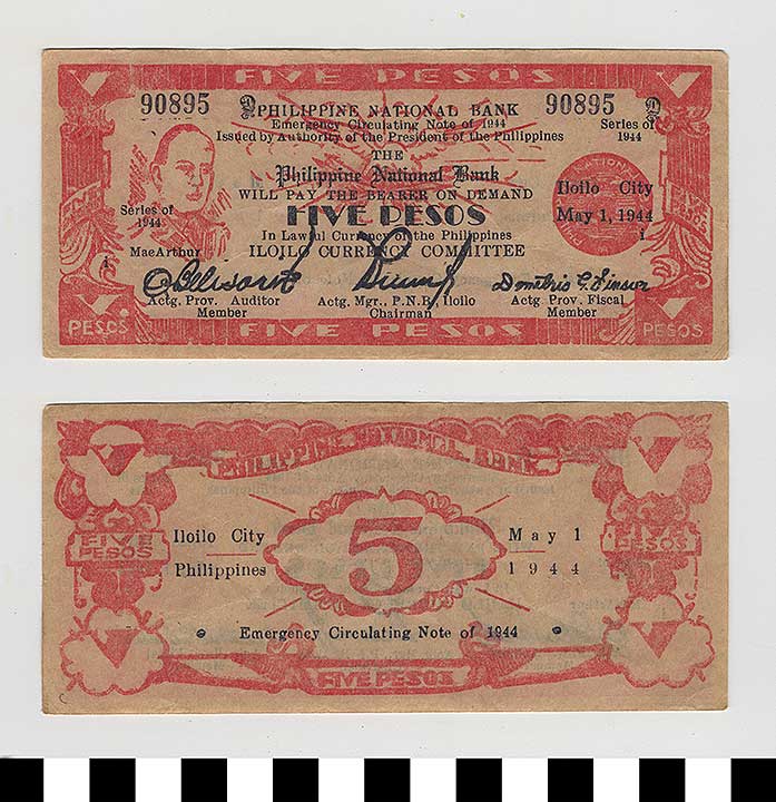 Thumbnail of Philippine Commonwealth Government Province of Iloilo Emergency Circulating Bank Note: 5 Pesos (1992.23.1803C)