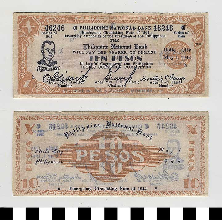 Thumbnail of Philippine Commonwealth Government Province of Iloilo Emergency Circulating Bank Note: 10 Pesos (1992.23.1804)