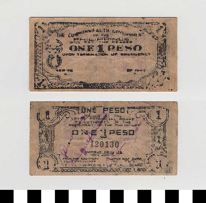 Thumbnail of Philippine Commonwealth Government Leyte Emergency Circulating Bank Note: 1 Peso (1992.23.1807)