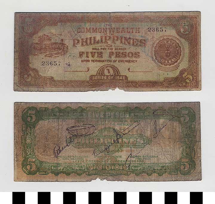 Thumbnail of Philippine Commonwealth Government Leyte Emergency Circulating Bank Note: 5 Pesos (1992.23.1808)