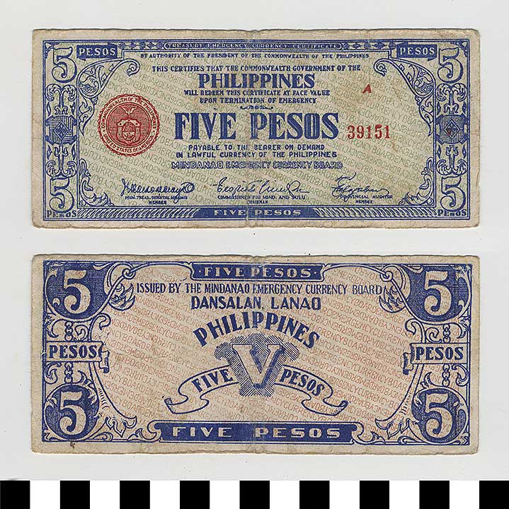 Thumbnail of Philippine Commonwealth Government Mindanao Emergency Circulating Bank Note: 5 Pesos (1992.23.1810)