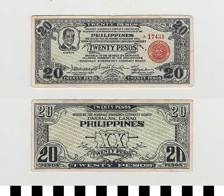 Thumbnail of Philippine Commonwealth Government Mindanao Emergency Circulating Bank Note: 20 Pesos (1992.23.1812)