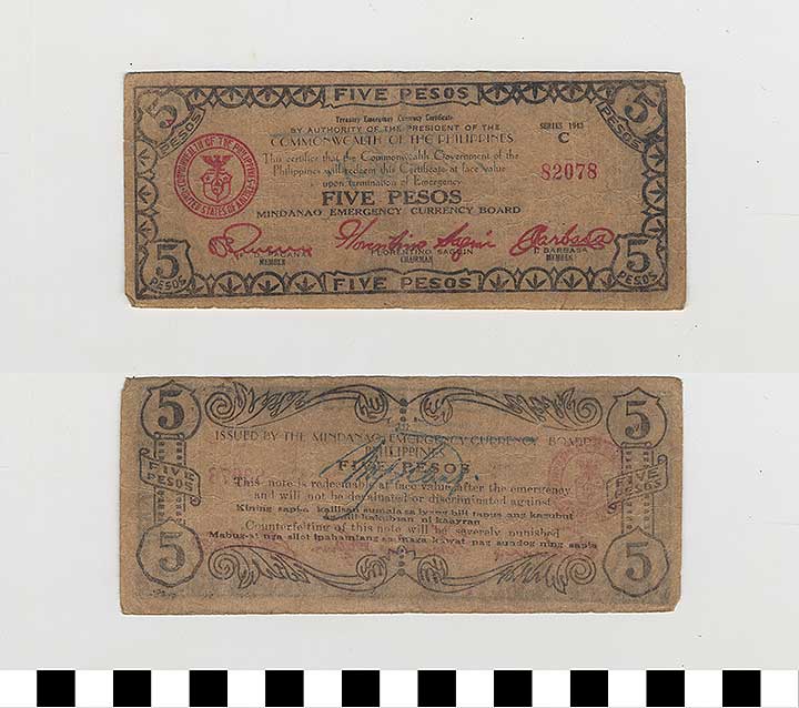 Thumbnail of Philippine Commonwealth Government Mindanao Emergency Circulating Bank Note: 5 Pesos (1992.23.1815)