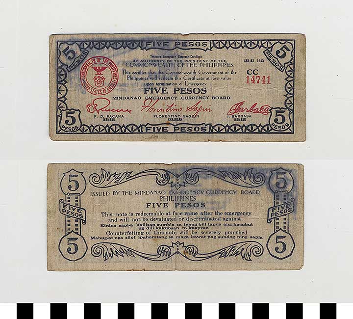 Thumbnail of Philippine Commonwealth Government Mindanao Emergency Circulating Bank Note: 20 Pesos (1992.23.1821)