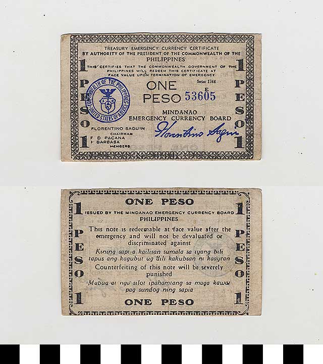Thumbnail of Philippine Commonwealth Government Mindanao Emergency Circulating Bank Note: 1 Peso (1992.23.1832)