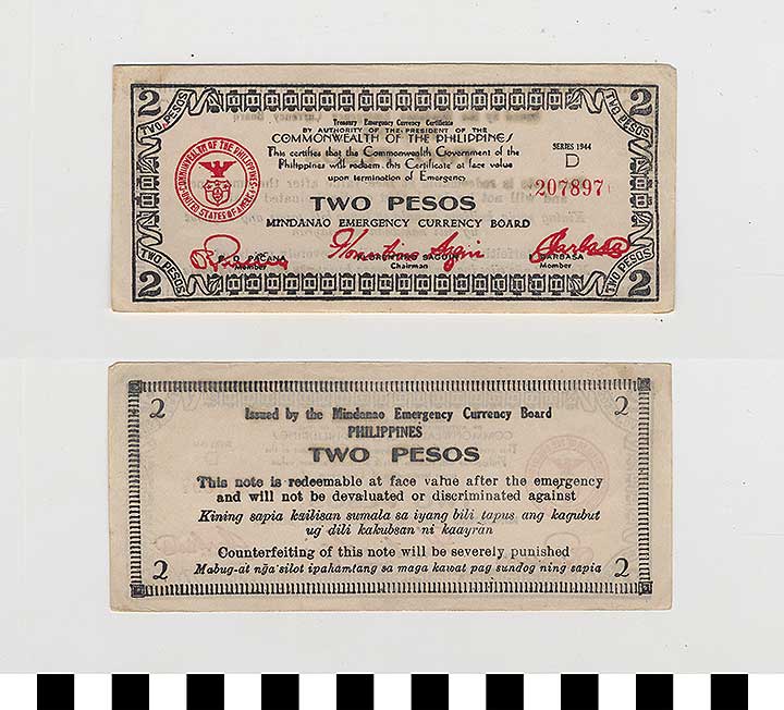 Thumbnail of Philippine Commonwealth Government Mindanao Emergency Circulating Bank Note: 2 Pesos (1992.23.1833)