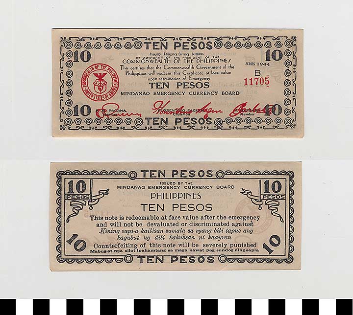 Thumbnail of Philippine Commonwealth Government Mindanao Emergency Circulating Bank Note: 10 Pesos (1992.23.1838)
