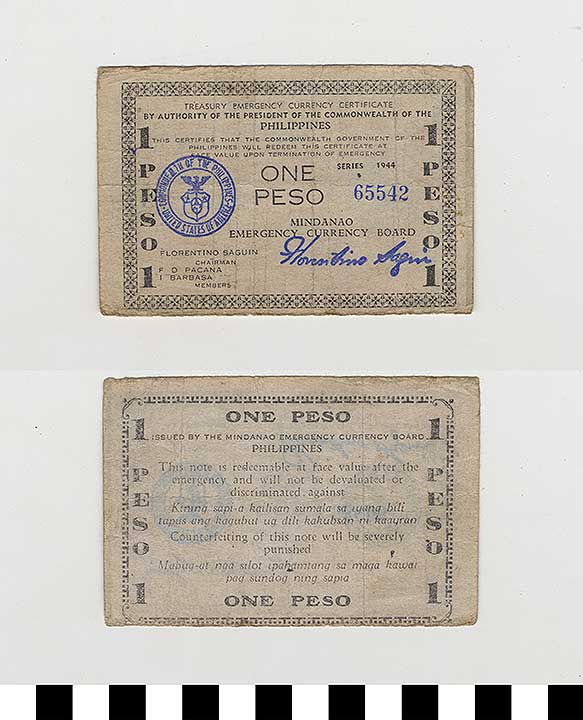 Thumbnail of Philippine Commonwealth Government Mindanao Emergency Circulating Bank Note: 1 Peso (1992.23.1842)